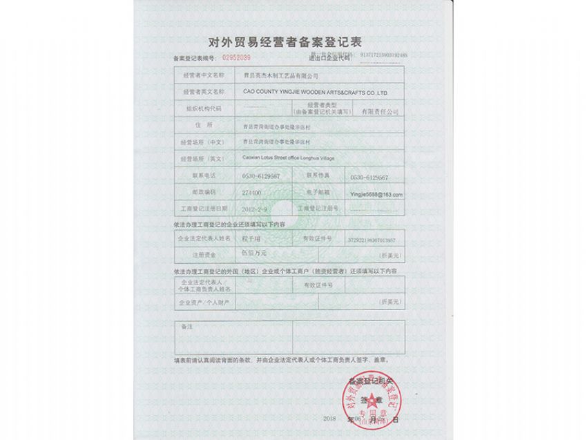 點擊查看詳細(xì)信息<br>標(biāo)題：對外貿(mào)易經(jīng)營者備案登記表 閱讀次數(shù)：256